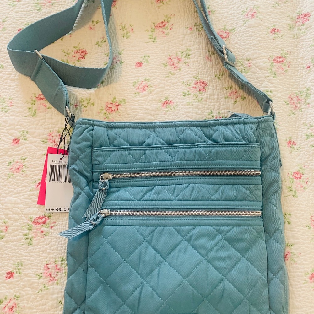 Vera Bradley Blue Oar Triple Zip Hipster in Performance Twill